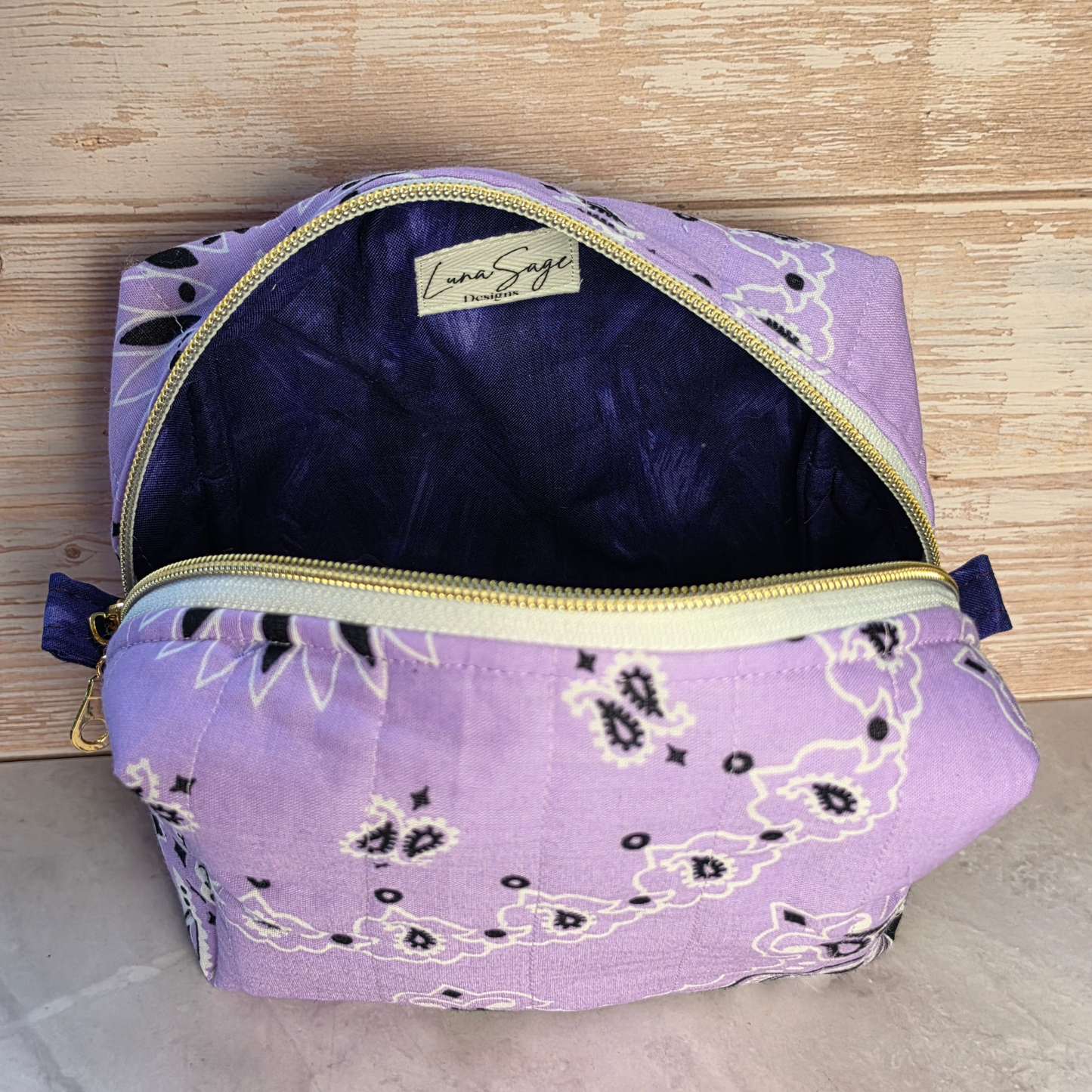 Purple Bandana Boxy Makeup Bag