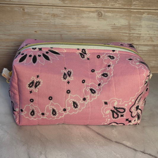 Pink Bandana Boxy Makeup Bag