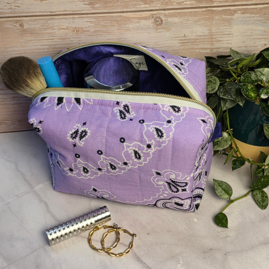 Purple Bandana Boxy Makeup Bag