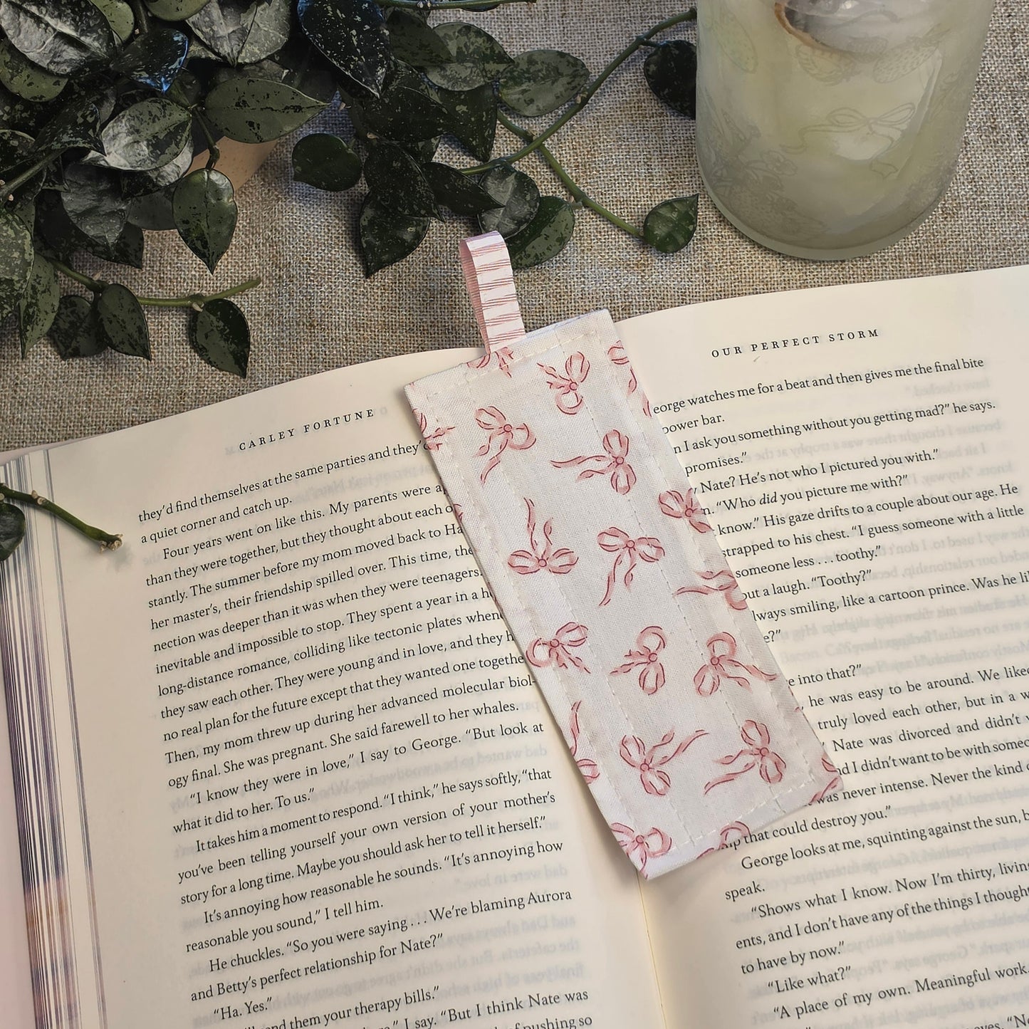 Fabric Bookmark: Pink Coquette Bow
