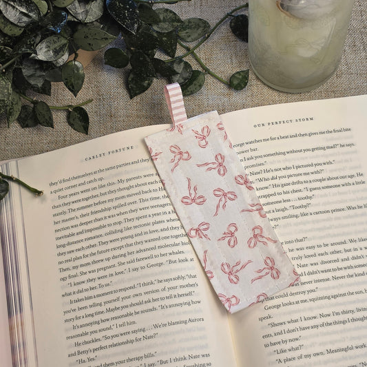 Fabric Bookmark: Pink Coquette Bow