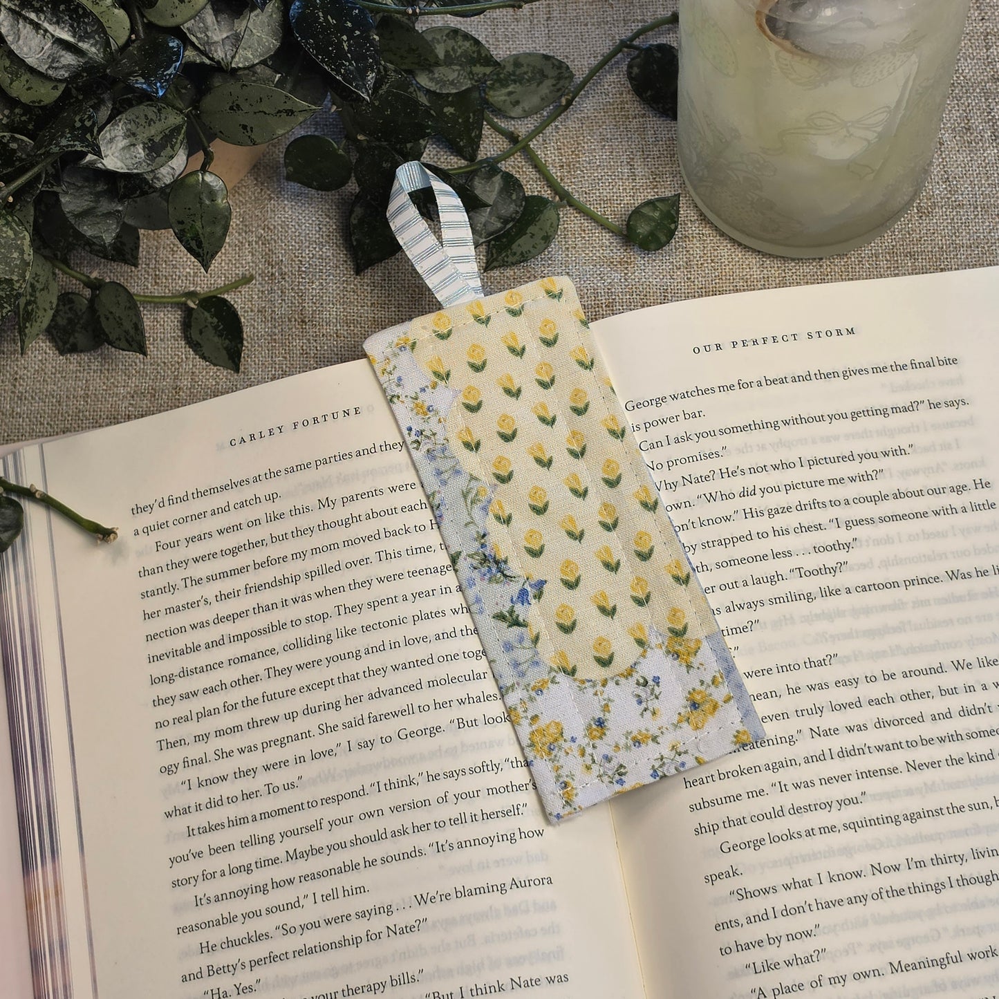 Fabric Bookmark: Butter Cream Floral Patchwork
