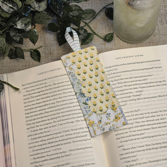 Fabric Bookmark: Butter Cream Floral Patchwork