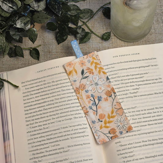Fabric Bookmark: Orange Creamsicle Floral