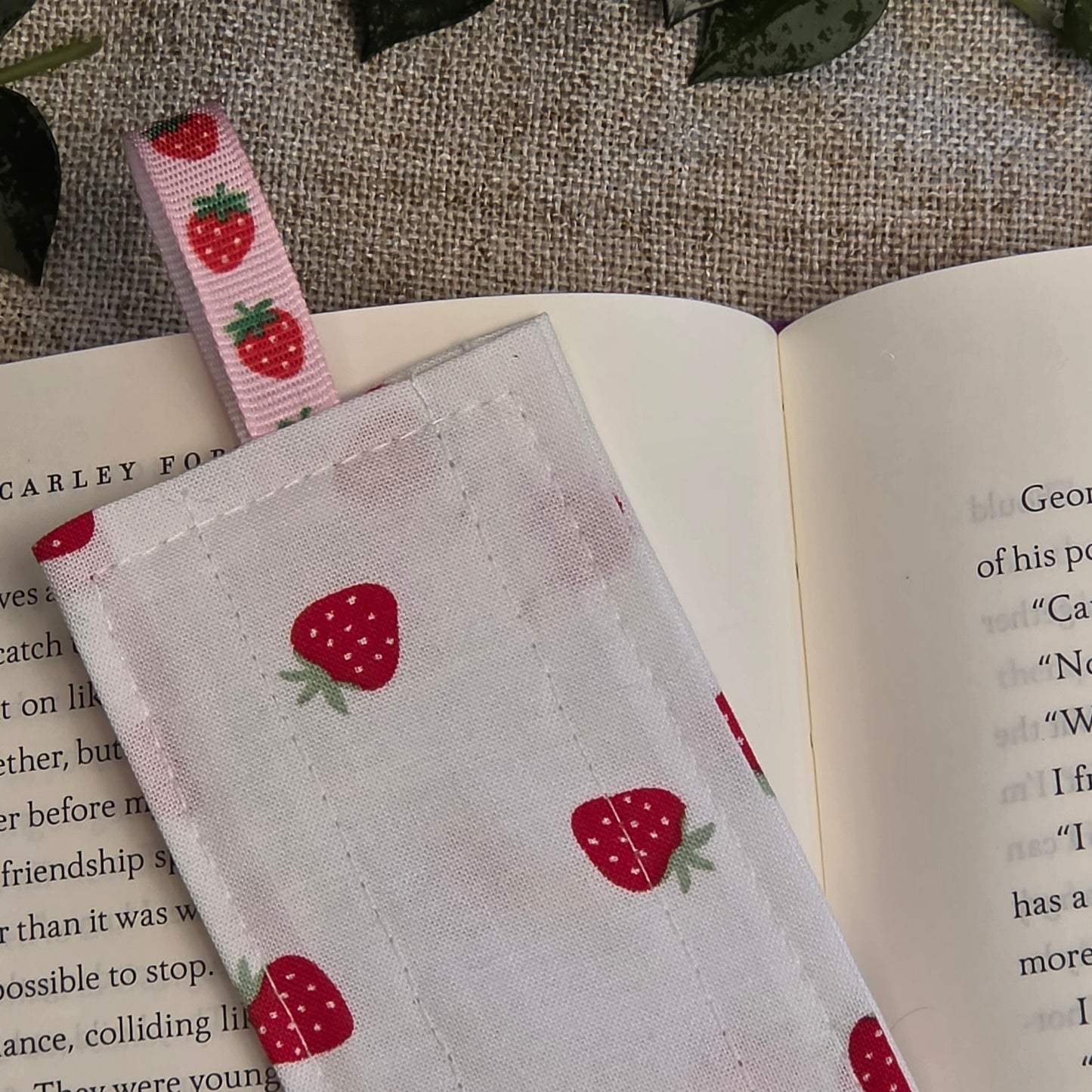 Fabric Bookmark: Strawberry Patch