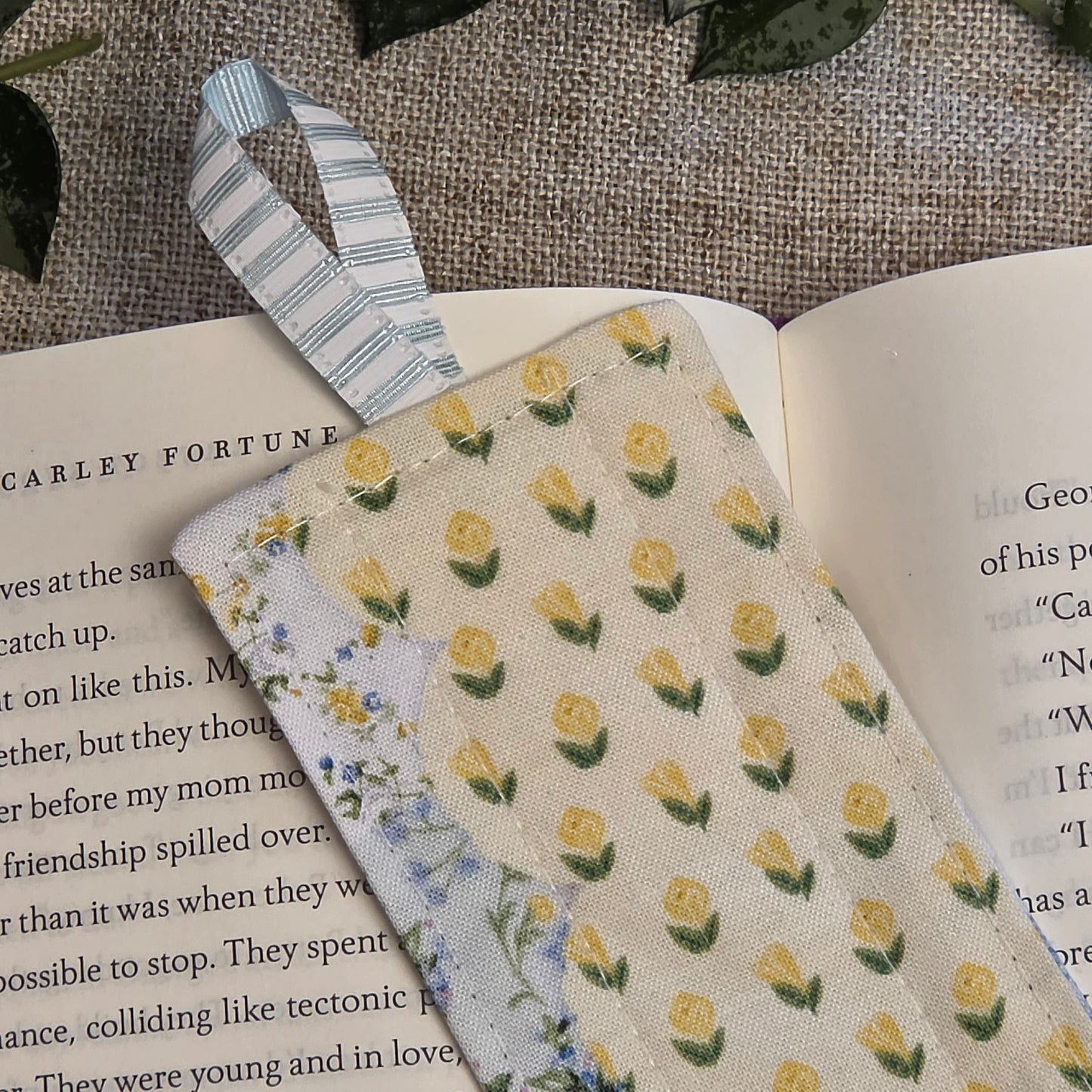 Fabric Bookmark: Butter Cream Floral Patchwork