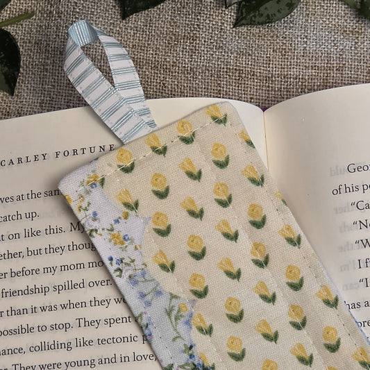 Fabric Bookmark: Butter Cream Floral Patchwork