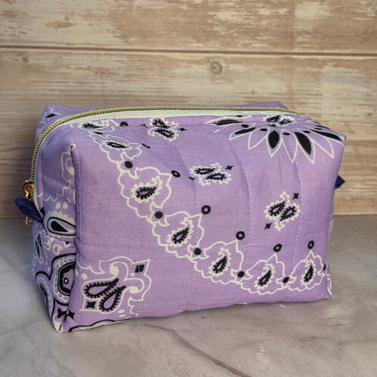Purple Bandana Boxy Makeup Bag