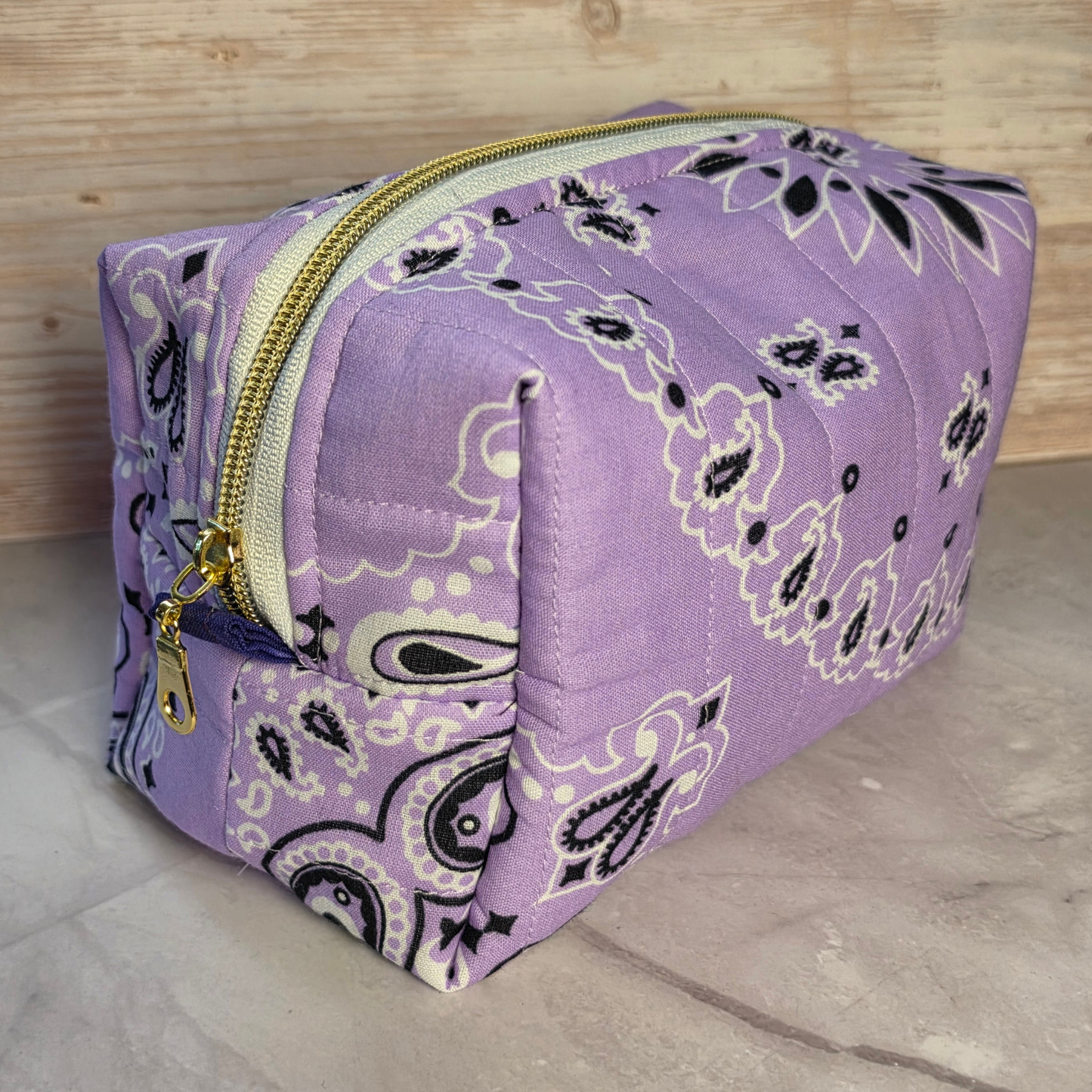 Purple Bandana Boxy Makeup Bag
