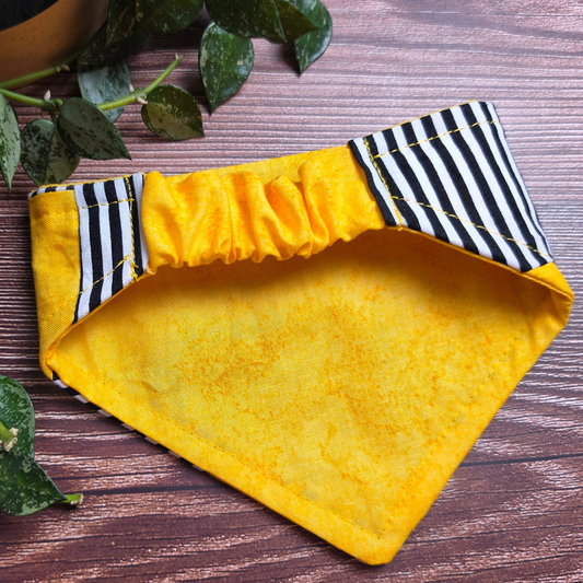 Team Spirit Scrunchie Pet Bandana: Black & Gold