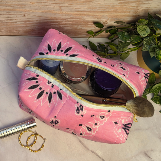 Pink Bandana Boxy Makeup Bag