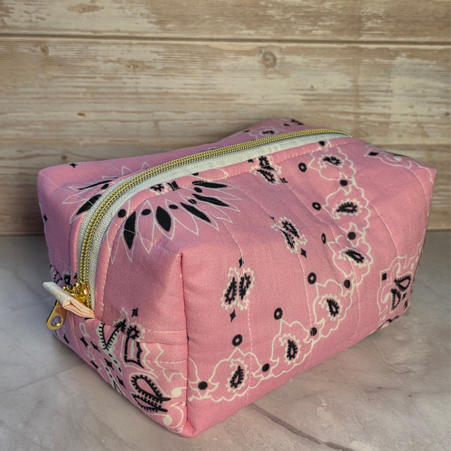 Pink Bandana Boxy Makeup Bag