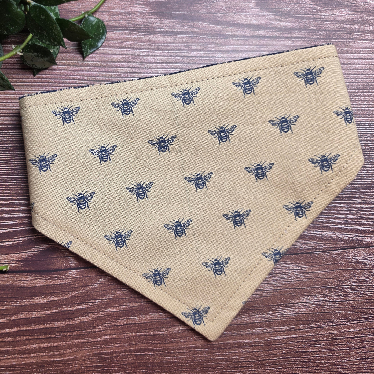 Navy Plaid Bee Scrunchie Pet Bandana
