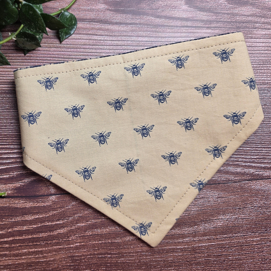 Navy Plaid Bee Scrunchie Pet Bandana
